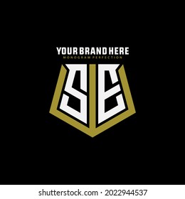Monogram logo letter S, W, E, SWE, SEW, WES, WSE, ESW or EWS modern, simple, sporty, white and gold color on black background