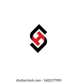 monogram logo letter sh or hs with modern style, vector
