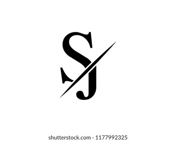 The monogram logo letter SJ is sliced