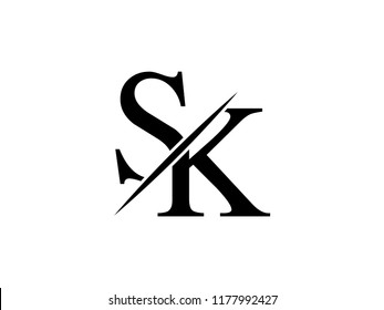 Monogram Logo Letter Sk Sliced Stock Vector (Royalty Free) 1177992427 ...