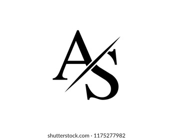 The monogram logo letter AS is sliced