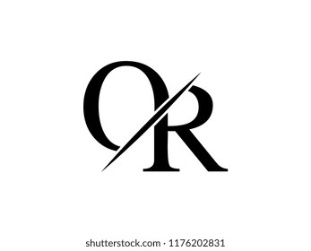 The monogram logo letter OR is sliced