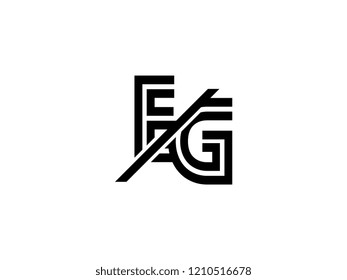 The monogram logo letter EG is sliced black