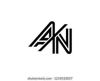 The monogram logo letter AN is sliced black