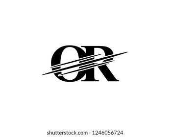 The monogram logo letter OR is sliced black