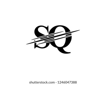 The monogram logo letter SQ is sliced black
