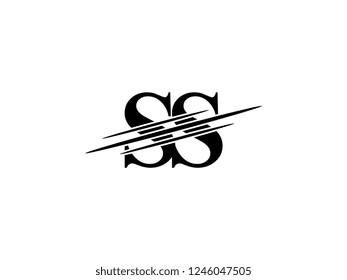 The monogram logo letter SS is sliced black