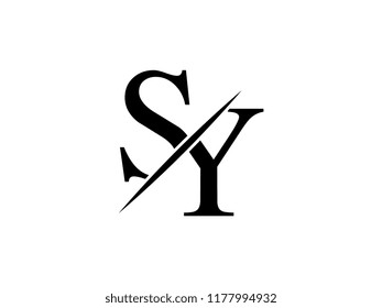 The monogram logo letter SY is sliced