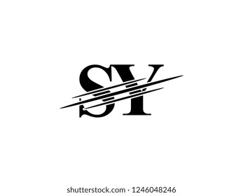 The monogram logo letter SY is sliced black