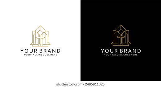 Un logotipo de monograma con la letra T es una combinación de Formas de construcción cuadrada monoline para dar una impresión simple de lujo, elegancia y minimalismo