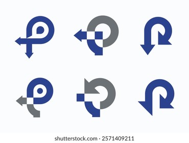 monogram logo letter T and P for turn point direction logo symbol