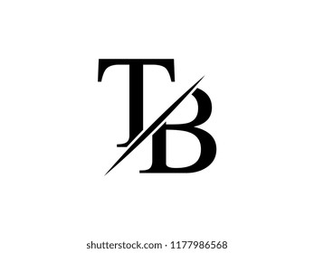 The monogram logo letter TB is sliced