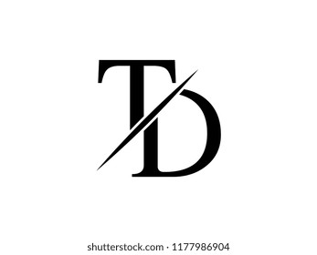 The monogram logo letter TD is sliced
