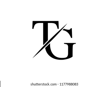 The monogram logo letter TG is sliced