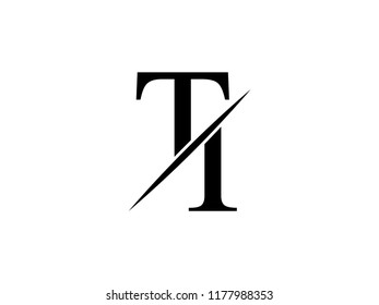 The monogram logo letter TI is sliced