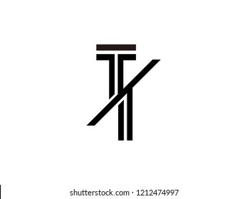 The monogram logo letter TI is sliced black