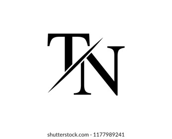 The monogram logo letter TN is sliced