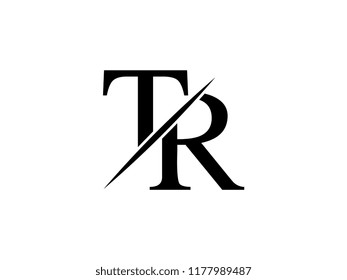 The monogram logo letter TR is sliced