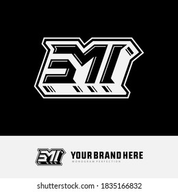 Monogram logo letter TS, M, I, SMI, SIM, MSI, MIS, ISM or IMS modern, simple, sporty, white color on black background