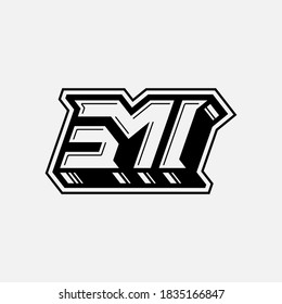 Monogram logo letter TS, M, I, SMI, SIM, MSI, MIS, ISM or IMS modern, simple, sporty, black color on white background