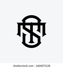 monogram logo letter TS or ST sport, vintage, serif font on white background