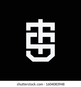 monogram logo letter TS or ST sport, strong, and simple on white background