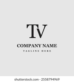 The monogram logo letter TV with vector template
