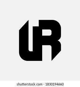 Monogram logo letter U, R, UR or RU modern, simple, sporty, black color on white background