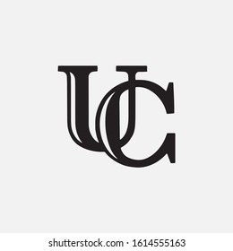 monogram logo letter UC or CU vintage, simple, luxury, on white background