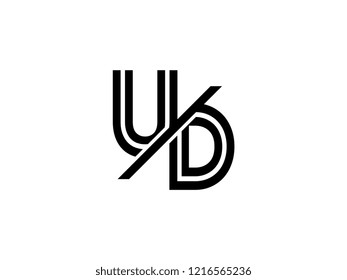 The monogram logo letter UD is sliced black
