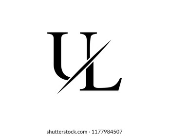 The monogram logo letter UL is sliced