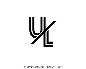 The monogram logo letter UL is sliced black