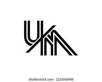 The monogram logo letter UM is sliced black