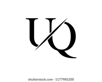 The monogram logo letter UQ is sliced