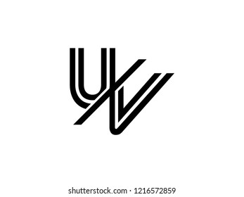 The monogram logo letter UV is sliced black