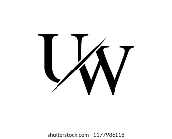 The monogram logo letter UW is sliced