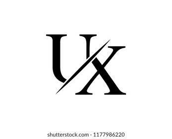 The monogram logo letter UX is sliced