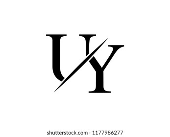 The monogram logo letter UY is sliced