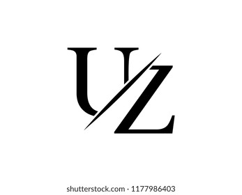 The monogram logo letter UZ is sliced