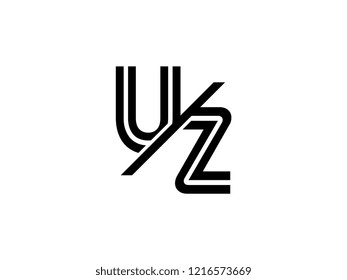 The monogram logo letter UZ is sliced black
