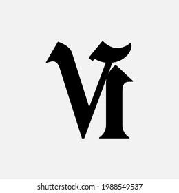 Monogramm-Logo-Buchstaben V, I, VI oder IV modern, einfach, sportlich, schwarz auf weißem Hintergrund