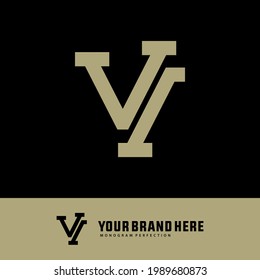 Monogram logo letter V, I, VI or IV modern, simple, sporty, cream color on black background