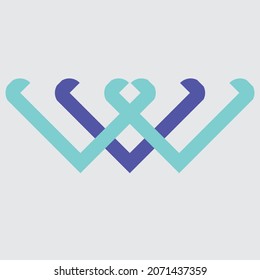 Monogram Logo Letter V W And Love