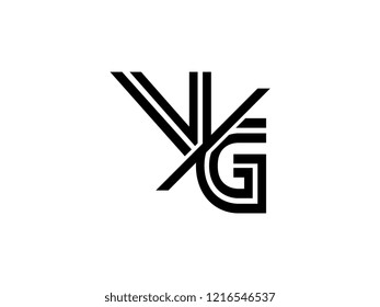 The monogram logo letter VG is sliced black