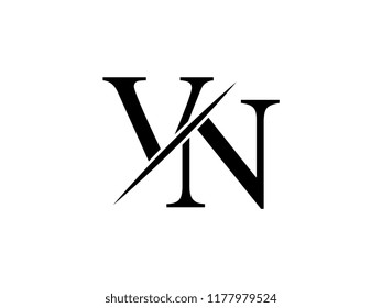 The monogram logo letter VN is sliced