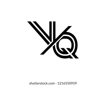 The monogram logo letter VQ is sliced black