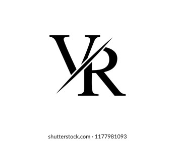 The monogram logo letter VR is sliced
