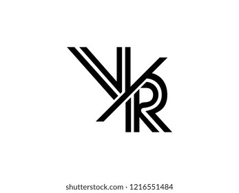 The monogram logo letter VR is sliced black