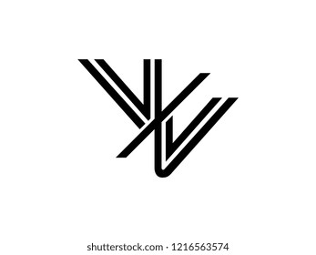 The monogram logo letter VV is sliced black