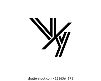 The monogram logo letter VY is sliced black